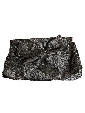 Moyna Womens Silver Beaded Envelope Clutch Handbag Purse